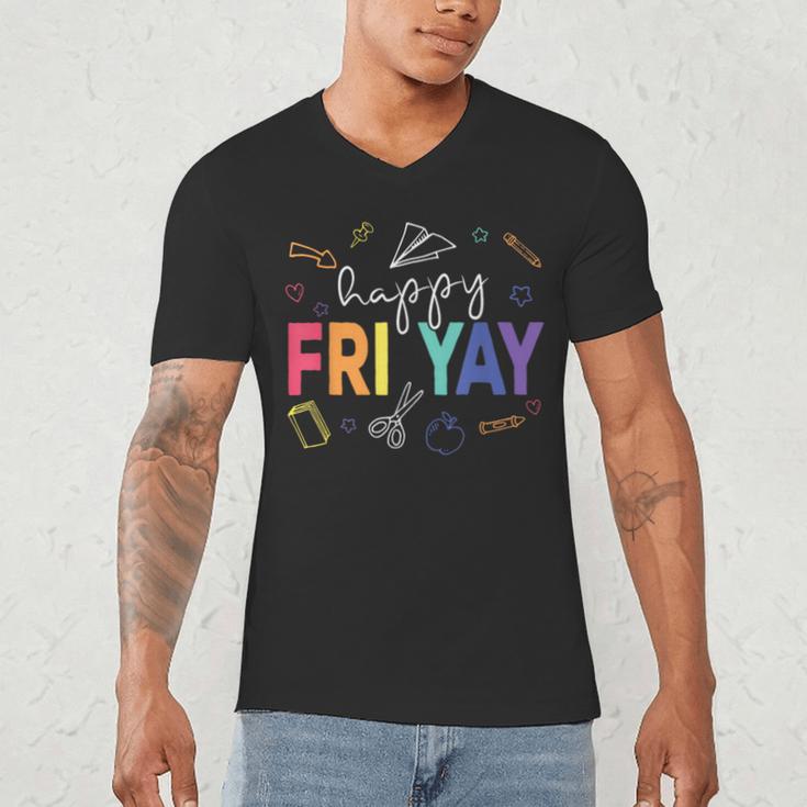 Happy Fri Yay Teacher Friday For Men Women Men's V-Neck T-Shirt, novelty gifts, funny gifts