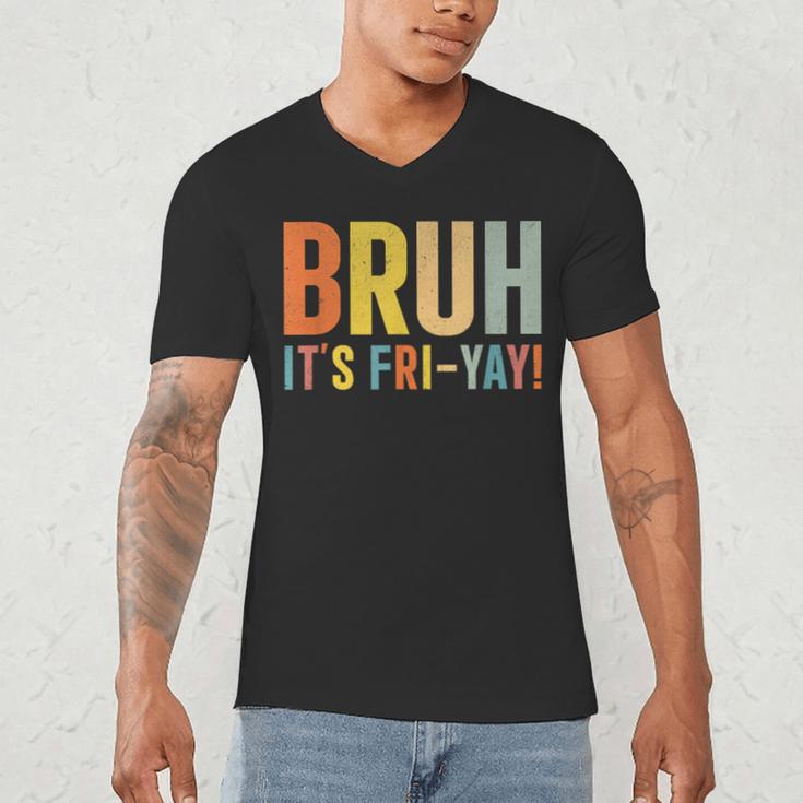Happy Friyay Teacher Shirt Cute Teacher Fashion Bruh Fri-Yay Men's V-Neck T-Shirt, novelty gifts, funny gifts