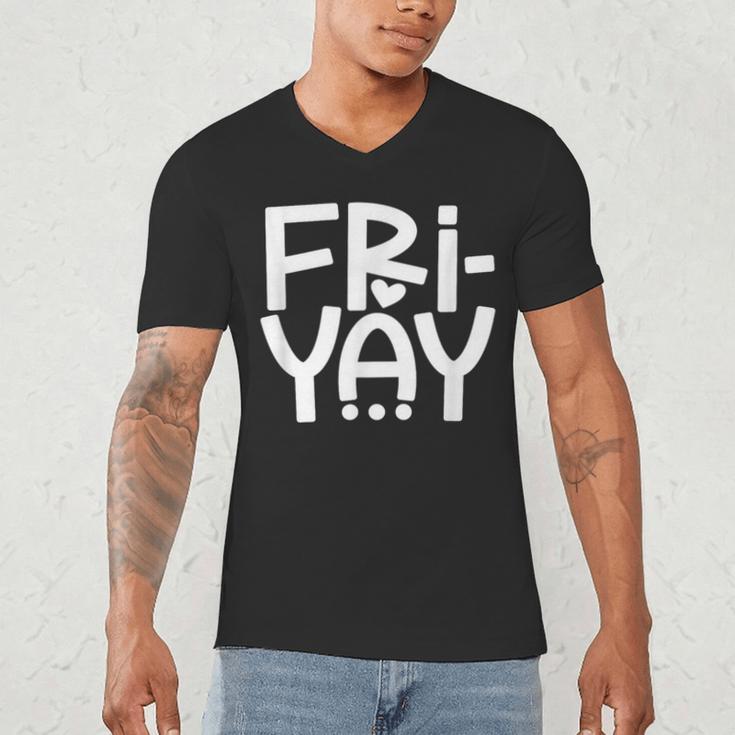 Happy Friyay Teacher Shirt Cute Teacher Fashion Fri-Yay Men's V-Neck T-Shirt, novelty gifts, funny gifts