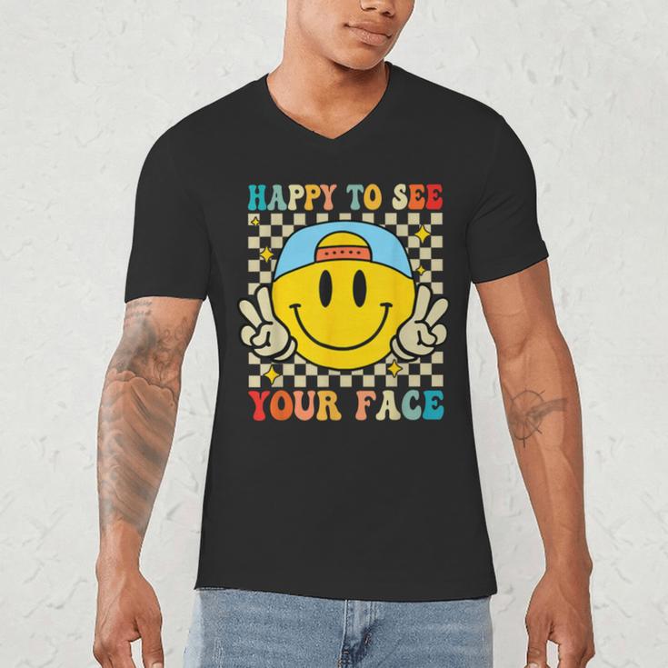 Happy To See Your Face Hippie Smile Back To School Teachers Men's V-Neck T-Shirt, novelty gifts, funny gifts Happy To See Your Face Hippie Smile Back To School Teachers Men's V-Neck T-Shirt, novelty gifts, funny gifts