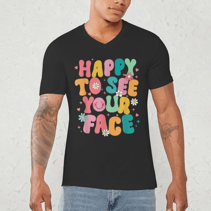 Happy To See Your Face Teacher Disco Ball Back To School Men's V-Neck T-Shirt, novelty gifts, funny gifts