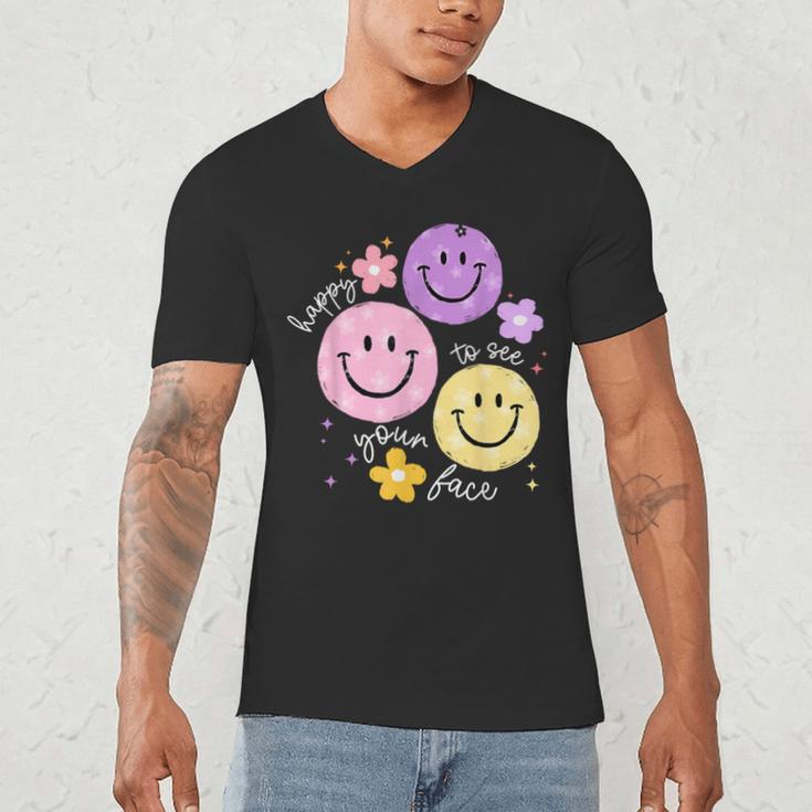 Happy To See Your Face Teacher Flower Back To School Men's V-Neck T-Shirt, novelty gifts, funny gifts Happy To See Your Face Teacher Flower Back To School Men's V-Neck T-Shirt, novelty gifts, funny gifts