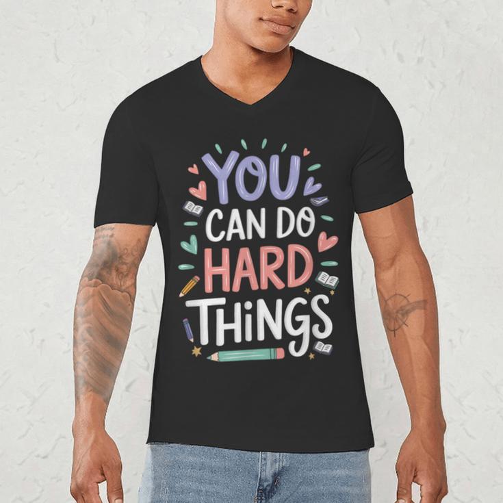 You Can Do Hard Things Test Day Teacher Kids Men's V-Neck T-Shirt, novelty gifts, funny gifts