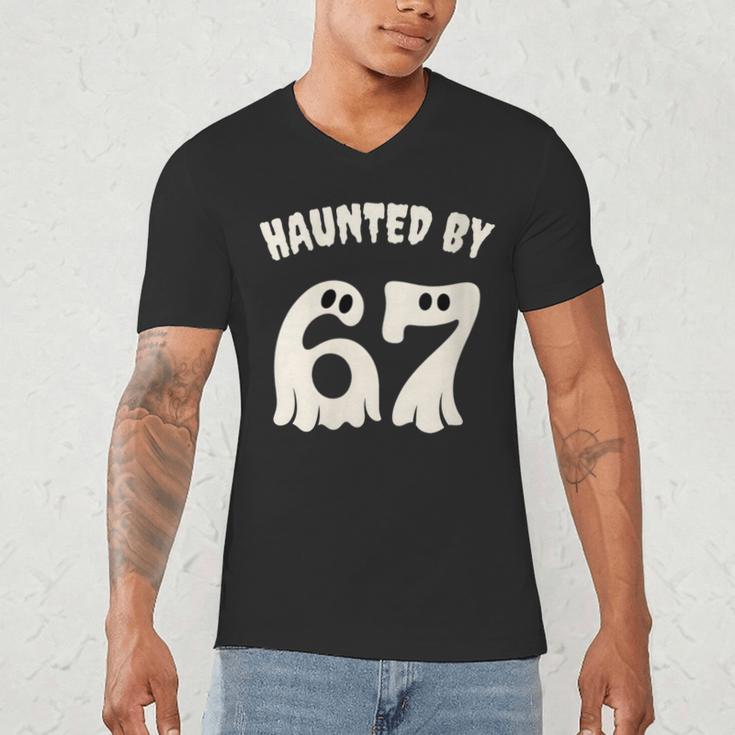 Haunted By 67 Teacher Halloween 6 7 Shirt Men's V-Neck T-Shirt, novelty gifts, funny gifts