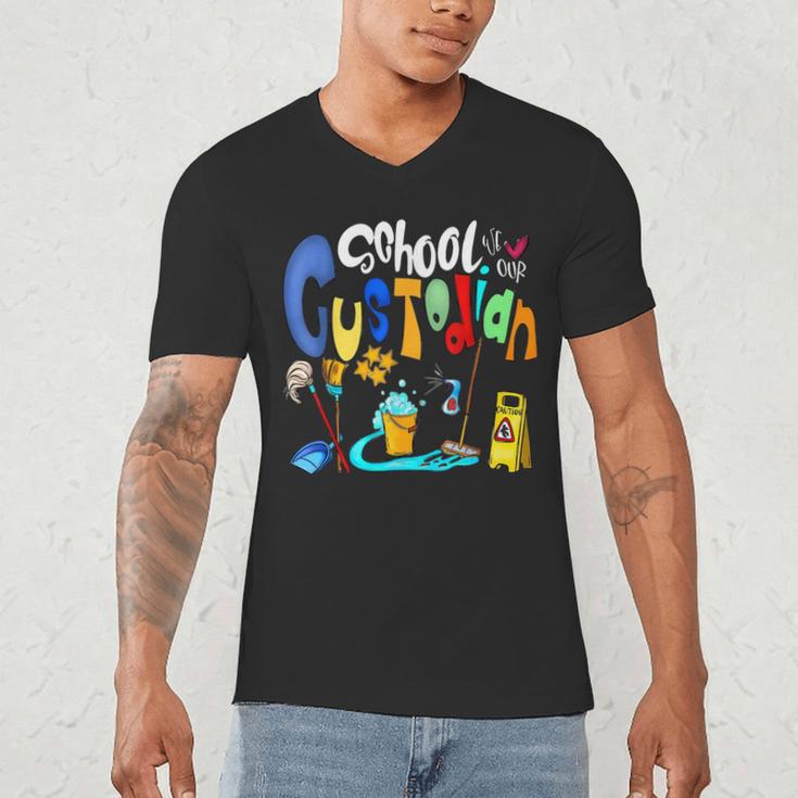 We Heart Love Our School Custodian For Teacher & Kids Men's V-Neck T-Shirt, novelty gifts, funny gifts We Heart Love Our School Custodian For Teacher & Kids Men's V-Neck T-Shirt, novelty gifts, funny gifts