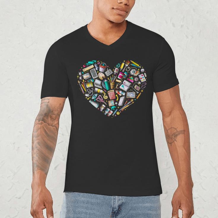 Heart Shape Art Teacher And Painting Sketching Artist Men's V-Neck T-Shirt, novelty gifts, funny gifts