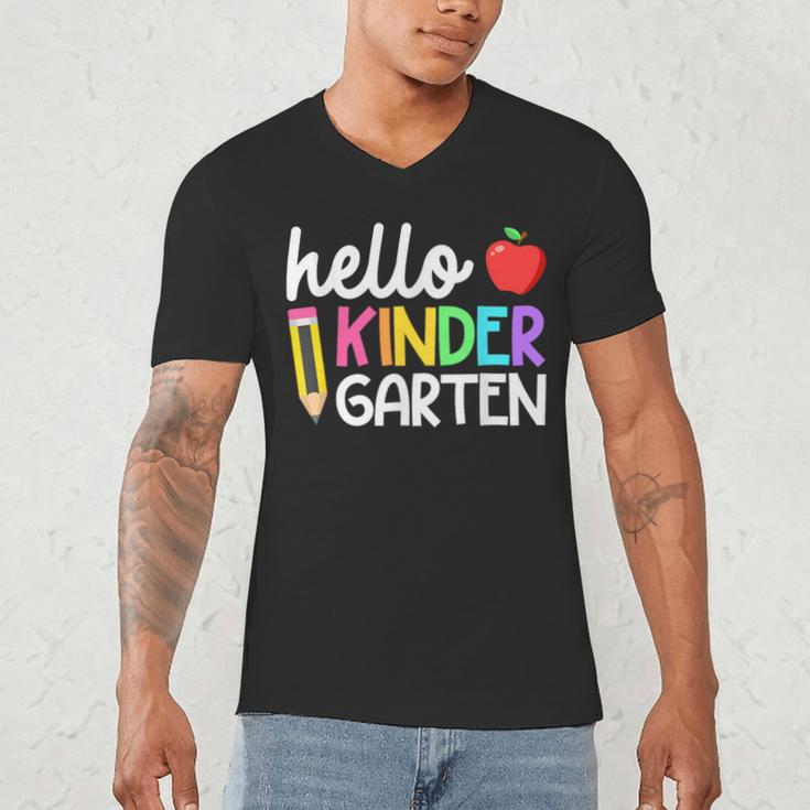 Hello Kindergarten Team Kinder Back To School Teacher Kids Men's V-Neck T-Shirt, novelty gifts, funny gifts