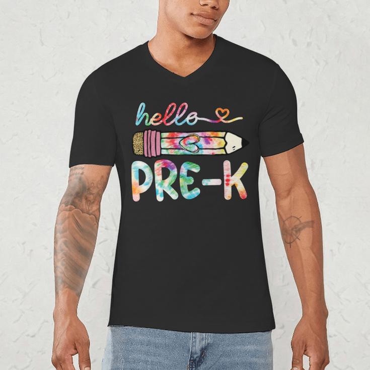 Hello Pre-K Pencil Teacher Student Tie Dye Men's V-Neck T-Shirt, novelty gifts, funny gifts Hello Pre-K Pencil Teacher Student Tie Dye Men's V-Neck T-Shirt, novelty gifts, funny gifts