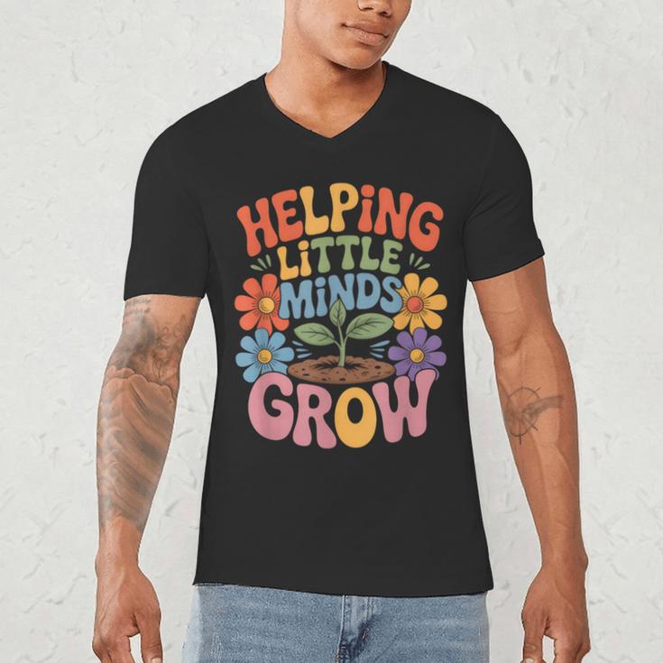 Helping Little Minds Grow Teacher First Day Back To School Men's V-Neck T-Shirt, novelty gifts, funny gifts Helping Little Minds Grow Teacher First Day Back To School Men's V-Neck T-Shirt, novelty gifts, funny gifts