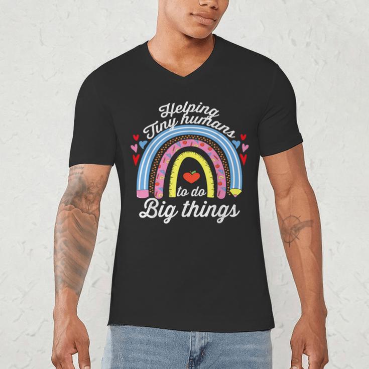 Helping Tiny Humans To Do Big Things Teacher Women Men's V-Neck T-Shirt, novelty gifts, funny gifts Helping Tiny Humans To Do Big Things Teacher Women Men's V-Neck T-Shirt, novelty gifts, funny gifts
