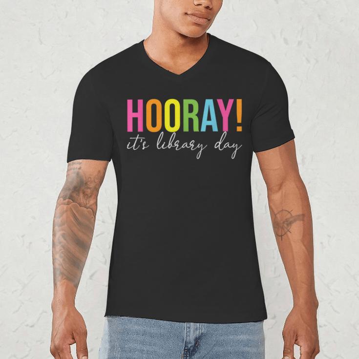 Hooray It's Library Day Teacher Reader Books Back To School Men's V-Neck T-Shirt, novelty gifts, funny gifts Hooray It's Library Day Teacher Reader Books Back To School Men's V-Neck T-Shirt, novelty gifts, funny gifts