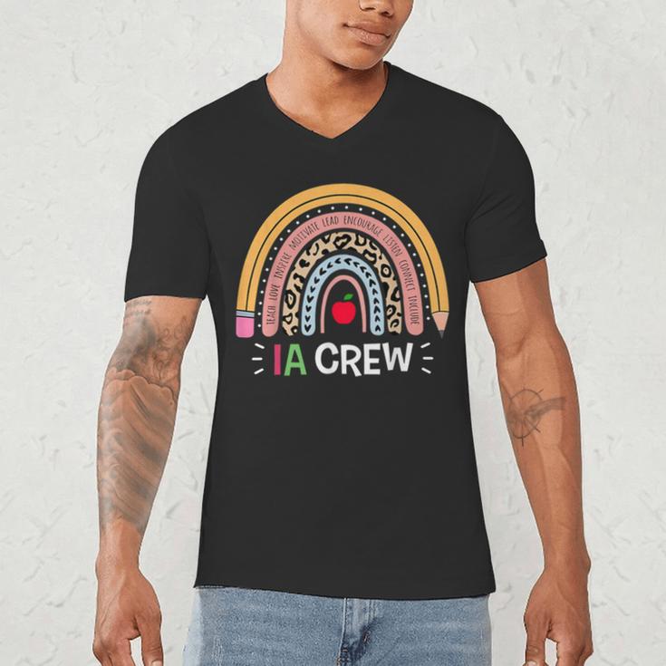 IA Crew Instructional Assistant Rainbow Teachers Aide Men's V-Neck T-Shirt, novelty gifts, funny gifts