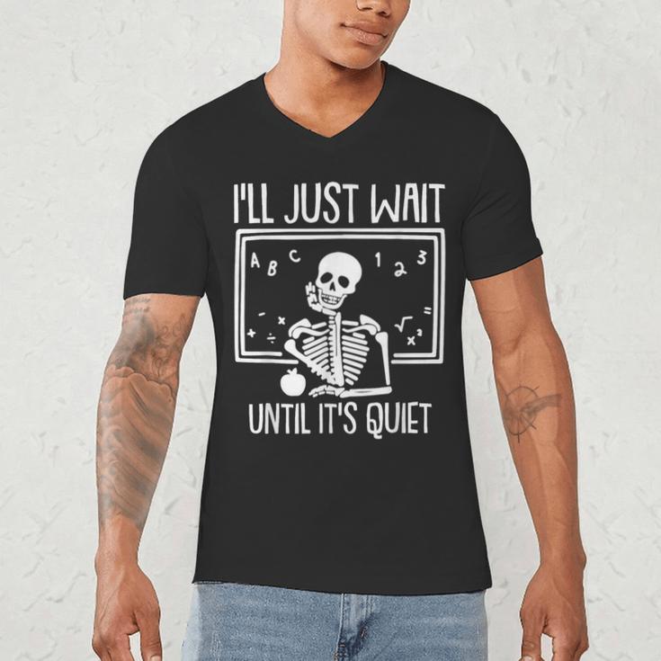 Ill Just Wait Until Its Quiet Teacher Lazy Halloween Costume Men's V-Neck T-Shirt, novelty gifts, funny gifts