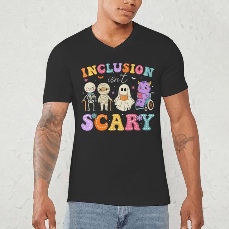 Inclusion Isn't Scary Ghost Halloween SLP Sped Teacher Men's V-Neck T-Shirt, novelty gifts, funny gifts Inclusion Isn't Scary Ghost Halloween SLP Sped Teacher Men's V-Neck T-Shirt, novelty gifts, funny gifts