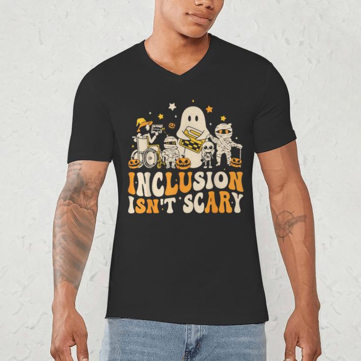 Inclusion Isn't Scary Mummy Boo Ghost Halloween SLP Teacher Men's V-Neck T-Shirt, novelty gifts, funny gifts