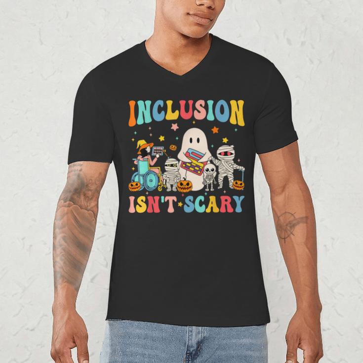Inclusion Isn't Scary SLP Halloween Sped Teacher Therapy Men's V-Neck T-Shirt, novelty gifts, funny gifts Inclusion Isn't Scary SLP Halloween Sped Teacher Therapy Men's V-Neck T-Shirt, novelty gifts, funny gifts