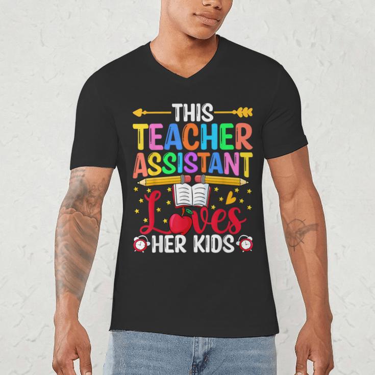 Instructional Assistant Loves Her Kids Teacher Assistant Men's V-Neck T-Shirt, novelty gifts, funny gifts