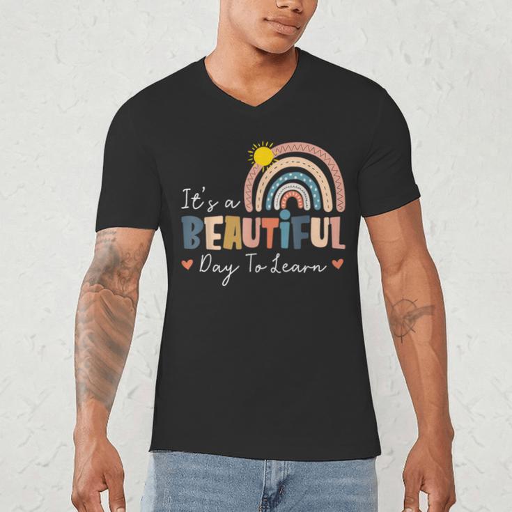 It's A Beautiful Day To Learn Cute Rainbow Boho Teacher Men's V-Neck T-Shirt, novelty gifts, funny gifts It's A Beautiful Day To Learn Cute Rainbow Boho Teacher Men's V-Neck T-Shirt, novelty gifts, funny gifts