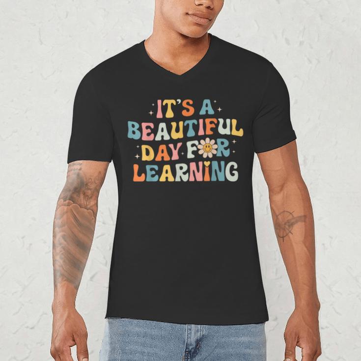 It's Beautiful Day For Learning Retro Teacher Women Men Men's V-Neck T-Shirt, novelty gifts, funny gifts