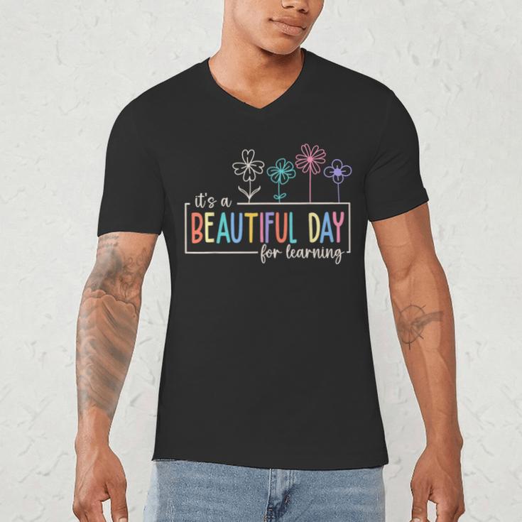 It's a Beautiful Day For Learning Teacher Students Women Men's V-Neck T-Shirt, novelty gifts, funny gifts