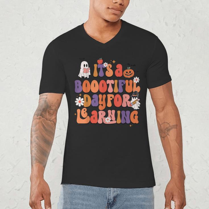 It's A Bootiful Day For Learning Cute Teacher Halloween Men's V-Neck T-Shirt, novelty gifts, funny gifts