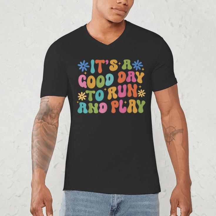 Its A Good Day To Run And Play PE Teacher Physical Education Men's V-Neck T-Shirt, novelty gifts, funny gifts