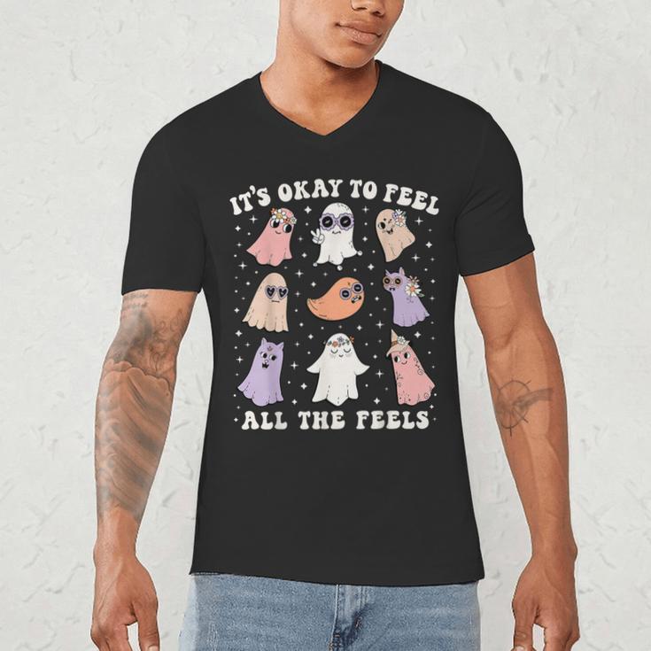 It’s Okay To Feel All The Feels Special Ed Teacher Halloween Men's V-Neck T-Shirt, novelty gifts, funny gifts It’s Okay To Feel All The Feels Special Ed Teacher Halloween Men's V-Neck T-Shirt, novelty gifts, funny gifts