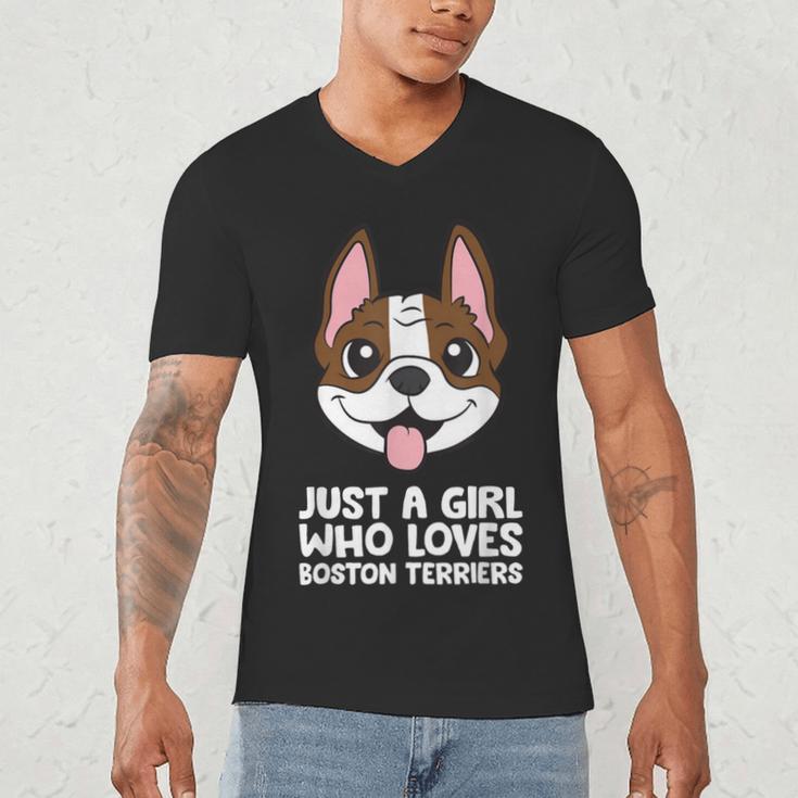 Just a Girl Who Loves Boston Terriers Men's V-Neck T-Shirt, novelty gifts, funny gifts