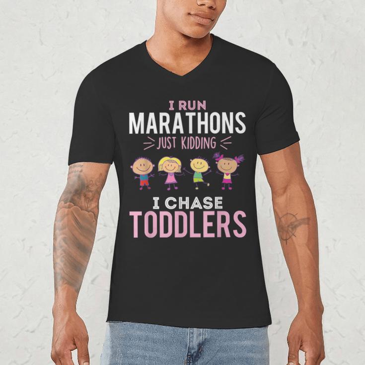 Just Kidding I Chase Toddlers Daycare Provider Nanny Teacher Men's V-Neck T-Shirt, novelty gifts, funny gifts