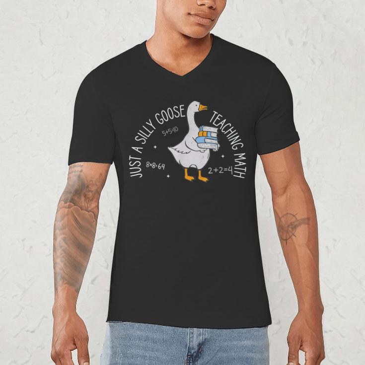 Just A Silly Goose Teaching Math Teacher Back To School Men's V-Neck T-Shirt, novelty gifts, funny gifts Just A Silly Goose Teaching Math Teacher Back To School Men's V-Neck T-Shirt, novelty gifts, funny gifts