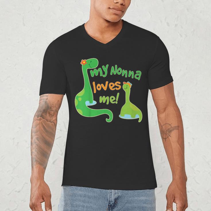 Kids My Nonna Loves Me Dinosaur Grandson Men's V-Neck T-Shirt, novelty gifts, funny gifts