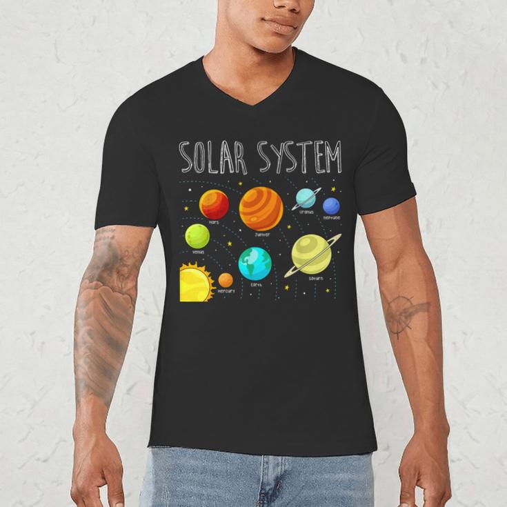 Kids Solar Systems Cute Planets Space Science Teacher School Men's V-Neck T-Shirt, novelty gifts, funny gifts