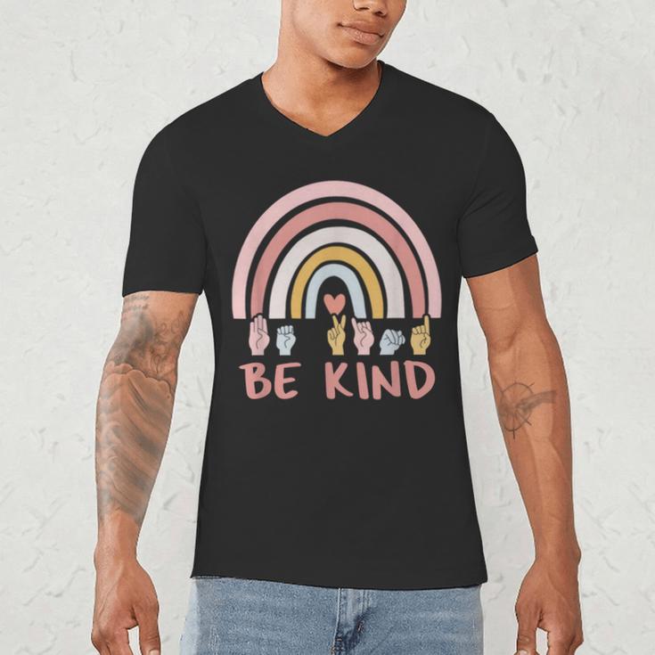 Be Kind ASL Sign Language Deaf SPED Teacher Kids Men Women Men's V-Neck T-Shirt, novelty gifts, funny gifts