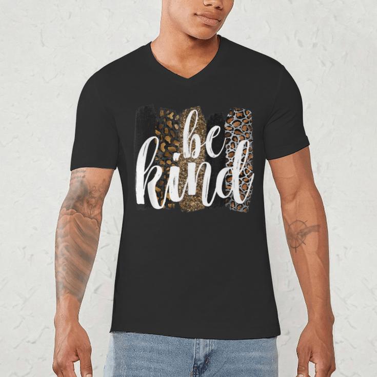 Be Kind Women Inspirational Teacher Animal Print Men's V-Neck T-Shirt, novelty gifts, funny gifts
