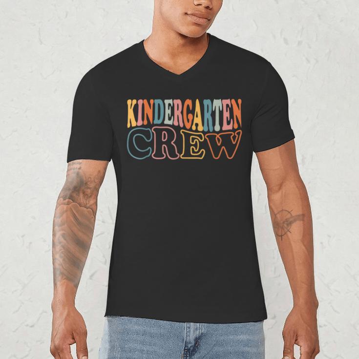 Kinder Crew Kindergarten Teacher First 1st Day Of School Men's V-Neck T-Shirt, novelty gifts, funny gifts