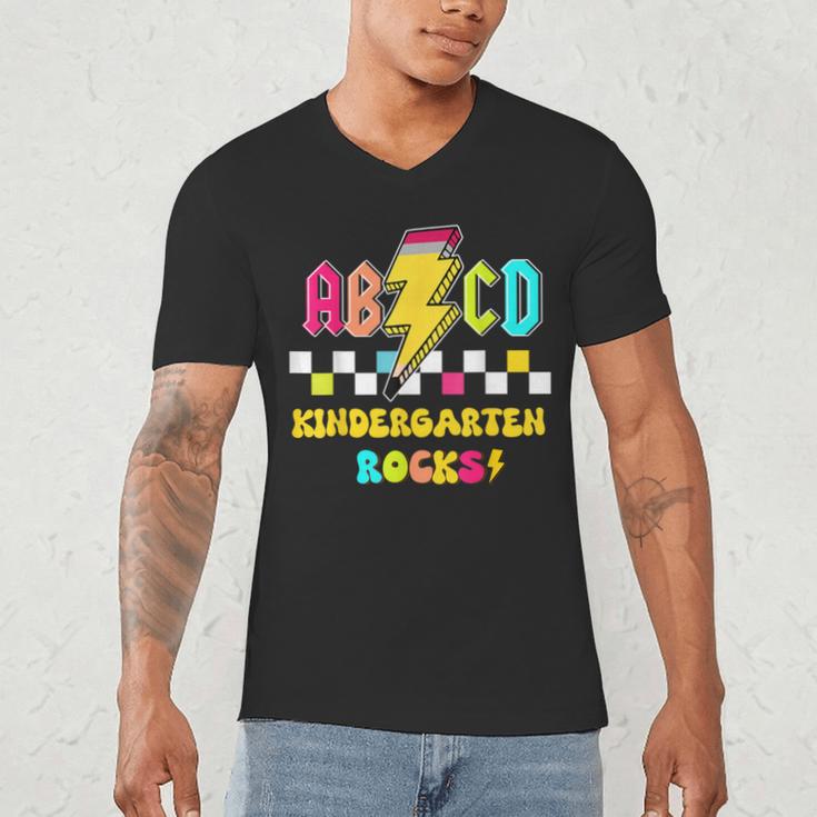 Kindergarten ABCD Rocks Teacher Student Back To School Men's V-Neck T-Shirt, novelty gifts, funny gifts