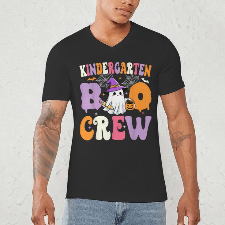 Kindergarten Boo Crew Spooky Kindergarten Halloween Teacher Men's V-Neck T-Shirt, novelty gifts, funny gifts