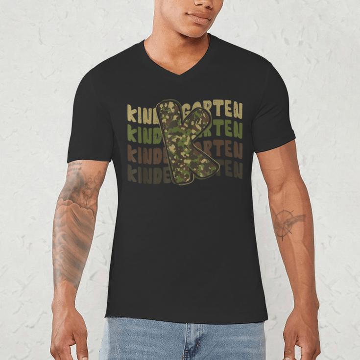Kindergarten Camo Camouflage Boy Teacher Back To School Men's V-Neck T-Shirt, novelty gifts, funny gifts