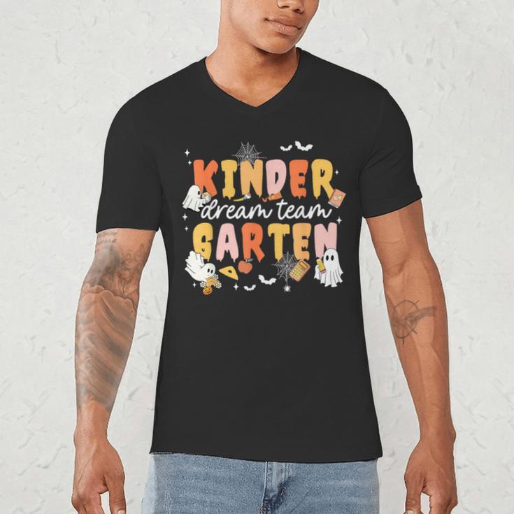 Kindergarten Dream Ghost Team Fall Halloween Spooky Teachers Men's V-Neck T-Shirt, novelty gifts, funny gifts Kindergarten Dream Ghost Team Fall Halloween Spooky Teachers Men's V-Neck T-Shirt, novelty gifts, funny gifts