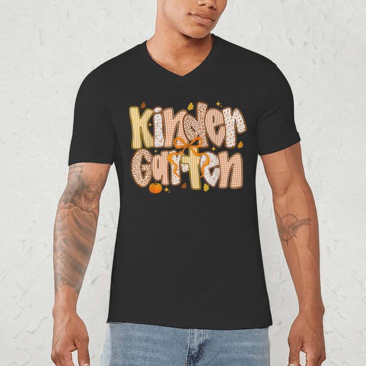 Kindergarten Teacher Fall Pumpkin Autumn Cute Men's V-Neck T-Shirt, novelty gifts, funny gifts Kindergarten Teacher Fall Pumpkin Autumn Cute Men's V-Neck T-Shirt, novelty gifts, funny gifts