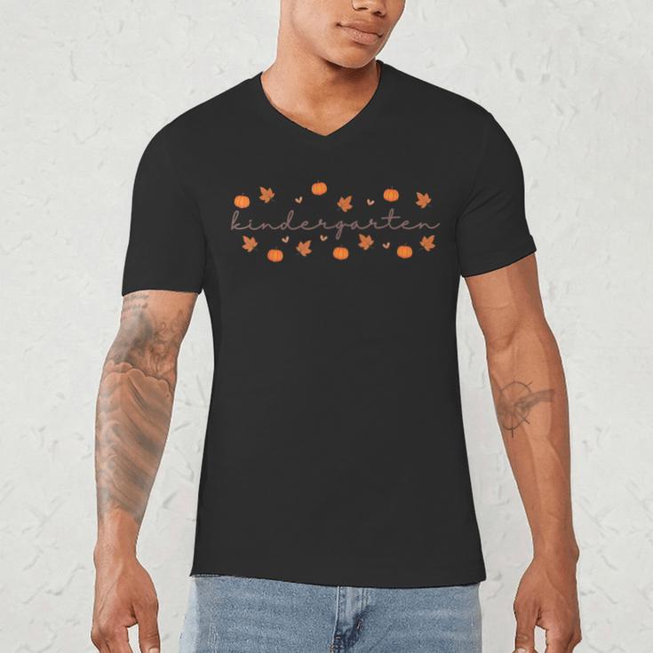 Kindergarten Teacher Pumpkin Autumn Leaves Kinder Team Fall Men's V-Neck T-Shirt, novelty gifts, funny gifts Kindergarten Teacher Pumpkin Autumn Leaves Kinder Team Fall Men's V-Neck T-Shirt, novelty gifts, funny gifts