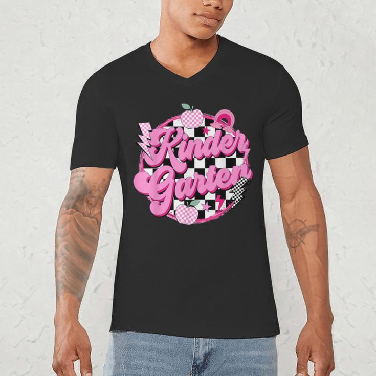 Kindergarten Teacher Women Checkered First Day Of School Men's V-Neck T-Shirt, novelty gifts, funny gifts