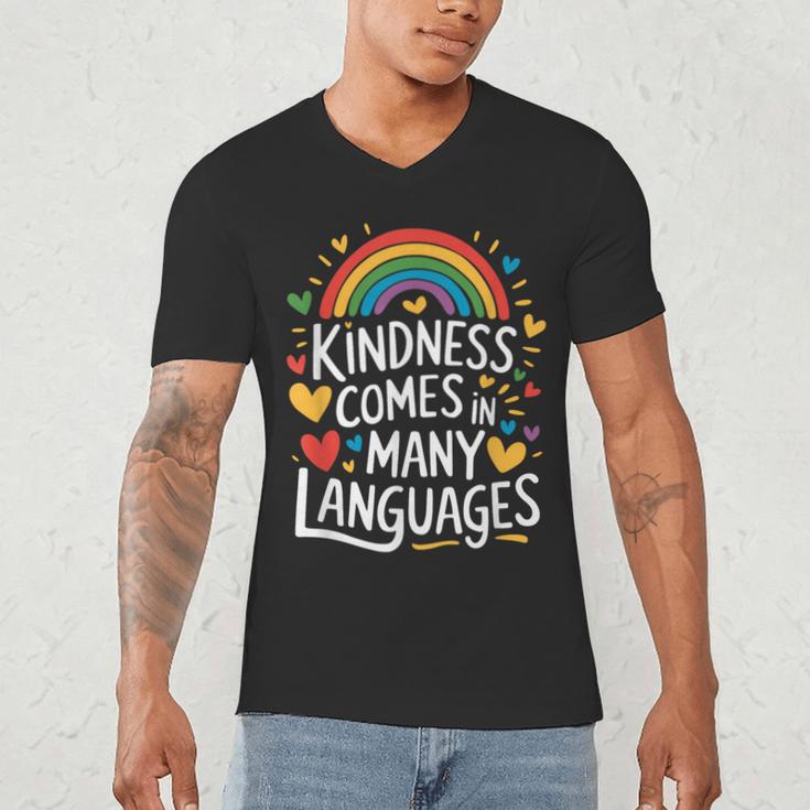 Kindness Comes In Many Languages ESL English Teacher Men's V-Neck T-Shirt, novelty gifts, funny gifts