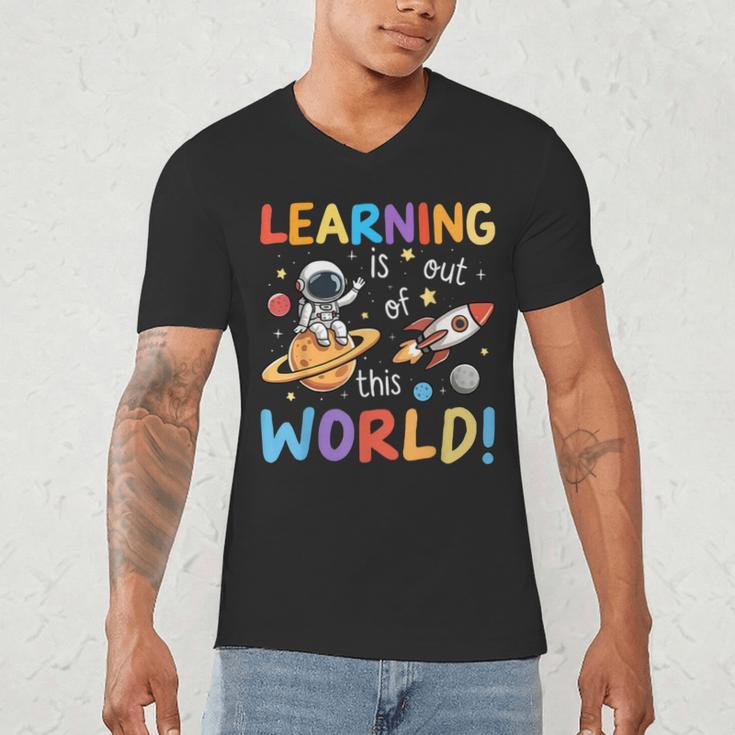 Learning Is Out Of This World Space Back To School Teacher Men's V-Neck T-Shirt, novelty gifts, funny gifts