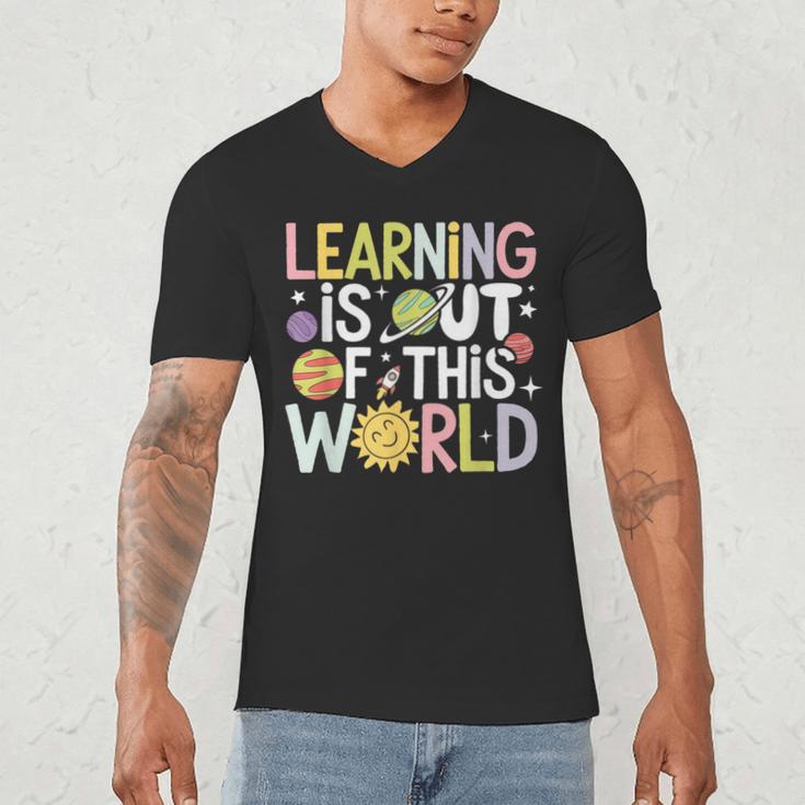 Learning Is Out Of This World Space Teacher Cute Groovy Men's V-Neck T-Shirt, novelty gifts, funny gifts Learning Is Out Of This World Space Teacher Cute Groovy Men's V-Neck T-Shirt, novelty gifts, funny gifts