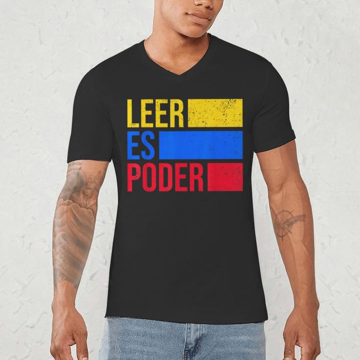 Leer Es Poder Colombian Spanish Teacher Maestra Colombia Men's V-Neck T-Shirt, novelty gifts, funny gifts Leer Es Poder Colombian Spanish Teacher Maestra Colombia Men's V-Neck T-Shirt, novelty gifts, funny gifts