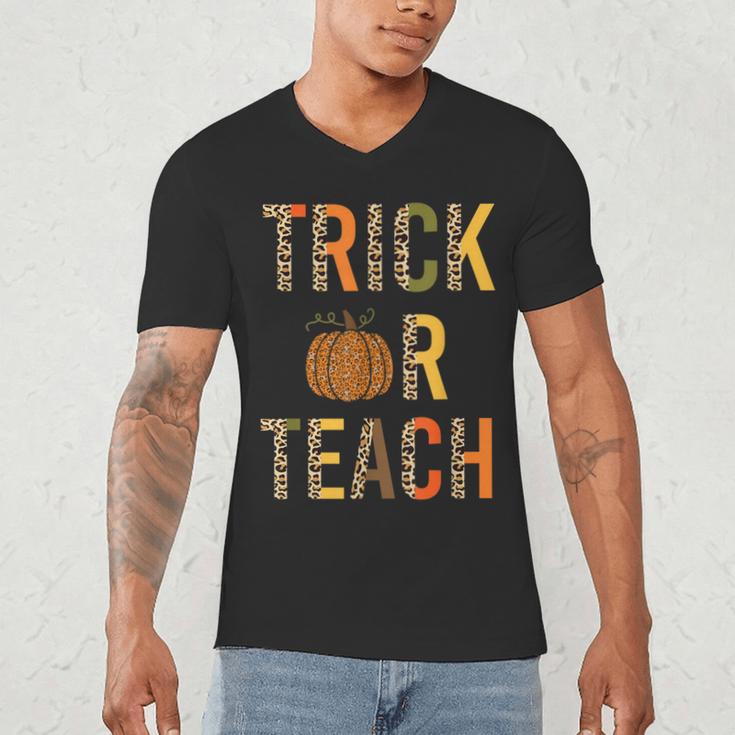 Leopard Trick Or Teach Halloween Teacher Costume Women Men's V-Neck T-Shirt, novelty gifts, funny gifts Leopard Trick Or Teach Halloween Teacher Costume Women Men's V-Neck T-Shirt, novelty gifts, funny gifts