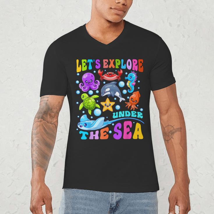 Let's Explore Under The Sea Back To School Student Teacher Men's V-Neck T-Shirt, novelty gifts, funny gifts Let's Explore Under The Sea Back To School Student Teacher Men's V-Neck T-Shirt, novelty gifts, funny gifts