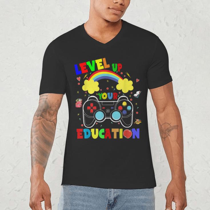 Level Up Your Education Gaming Inspired Teacher Gamers For Men Women Kids Men's V-Neck T-Shirt, novelty gifts, funny gifts Level Up Your Education Gaming Inspired Teacher Gamers For Men Women Kids Men's V-Neck T-Shirt, novelty gifts, funny gifts