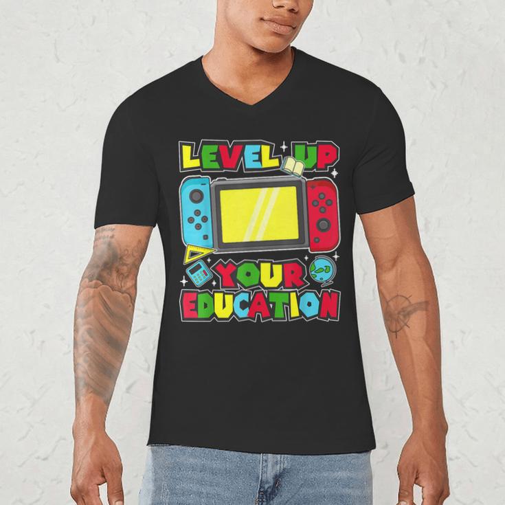 Level Up Your Education Gaming Inspired Teacher Gamers Men's V-Neck T-Shirt, novelty gifts, funny gifts Level Up Your Education Gaming Inspired Teacher Gamers Men's V-Neck T-Shirt, novelty gifts, funny gifts